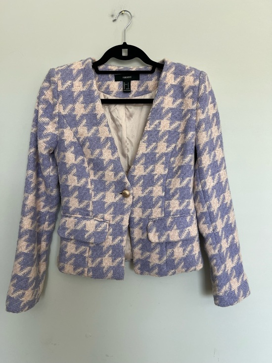 Forever 21 Lavender and Cream Houndstooth Blazer Size S - Picture 4 of 12